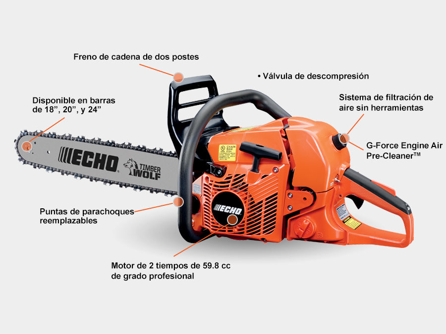 Motosierra ECHO CS-590-60P motor de 59.8 cc con barra de 24"